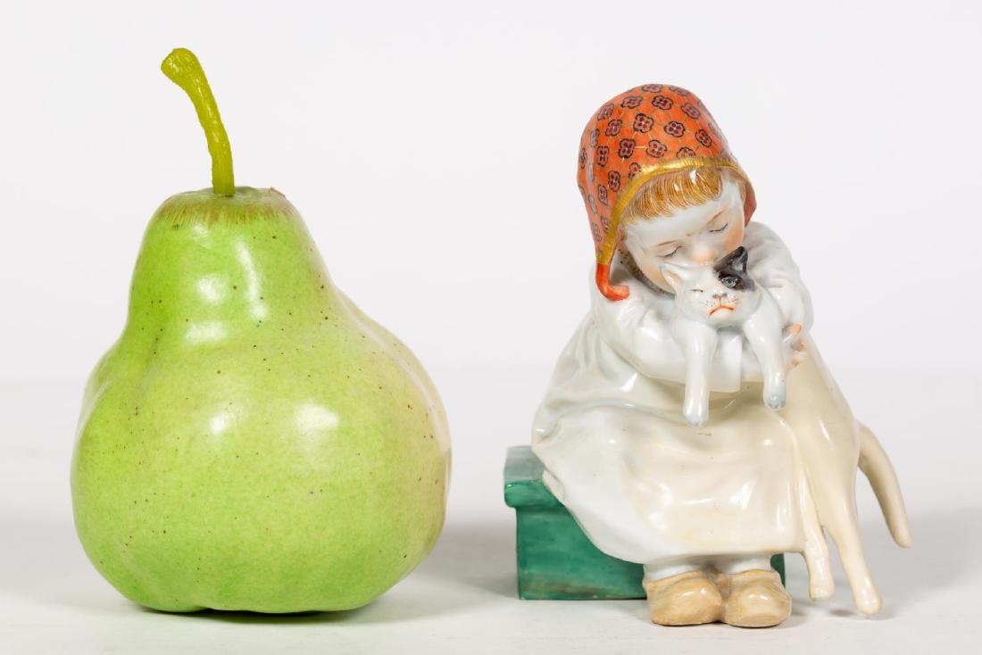 Meissen Child Holding Cat Porcelain Figure, Marked (1 of 5)