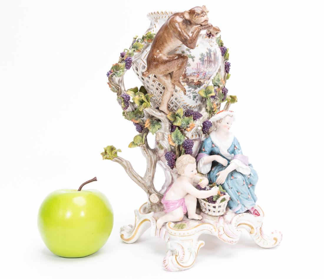 Meissen Porcelain Monkey Potpourri Urn, 19th C. (1 of 5)