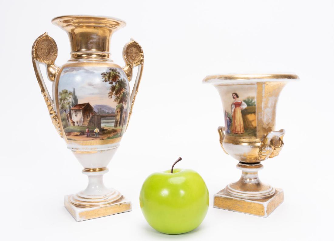 Two, Early 19th C. Old Paris Porcelain Vases (1 of 4)