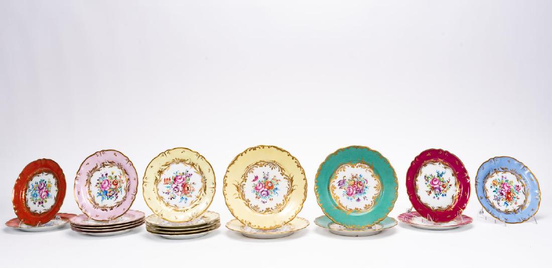 Set, 19 Limoges Floral Motif Porcelain Plates (1 of 8)