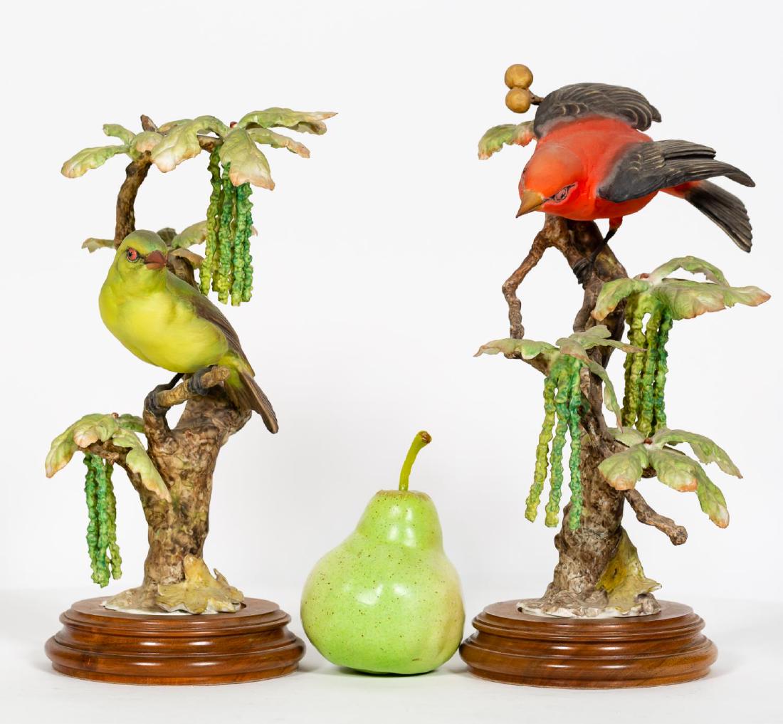 Pair, Doughty Scarlett Tanager Figurines w/ Stands (1 of 9)