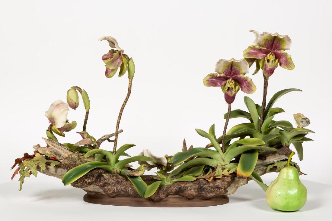 Boehm Porcelain Orchid, Hummingbird Centerpiece (1 of 7)