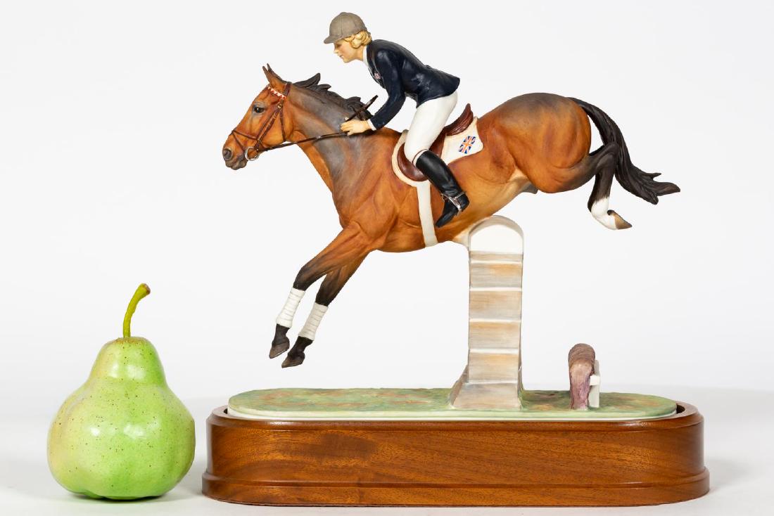 Royal Worcester Stroller & Marion Coakes on Base: Doris Lindner for Royal Worcester (English, founded 1751), 1970. "Stroller and Marion Coakes" hand painted bisque porcelain figurine. Marked on underside. Approx. h. 10.75, w. 11.875", height with out