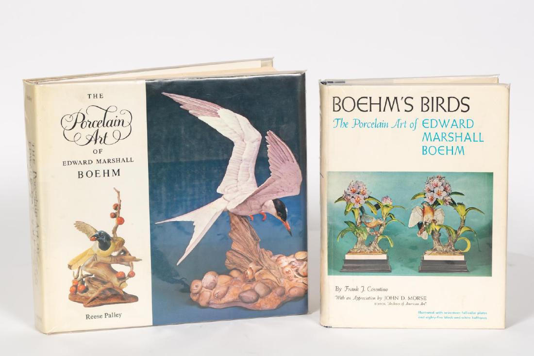 Two Boehm Hardcover Reference Books: First edition, Frank J. Cosentino, "Boehm's Birds: The Porcelain Art of Edward Marshall Boehm", 1960 Frederick Fell, Inc., New York; Signed, Reese Palley "The Porcelain Art of Edward Marshall Boehm" 1