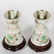 Pair, Chinese Oil Lamps on Wooden Bases - 6
