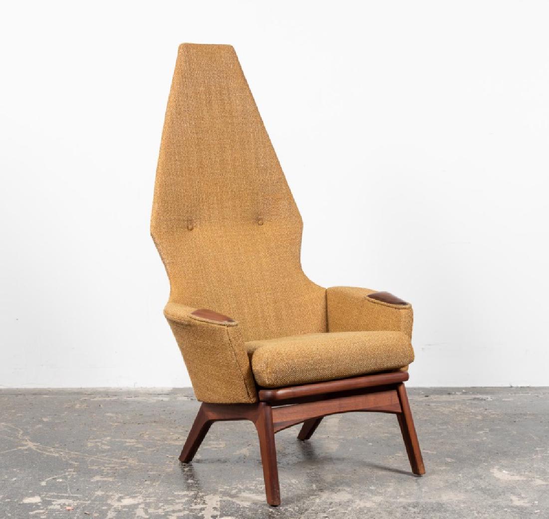 Adrian Pearsall for Craft Tall Back Armchair: Adrian Pearsall (American, 1925-2011) for Craft Associates (American, 1952), mid 20th century. A upholstered high back lounge chair, model 2056-C with walnut legs. Unmarked. Approx h. 53.5", w. 30", d