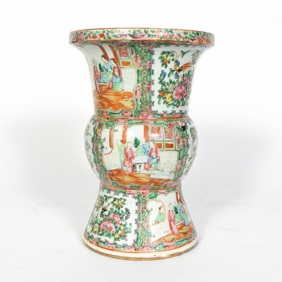 Chinese Rose Medallion Gu Vase (1 of 8)