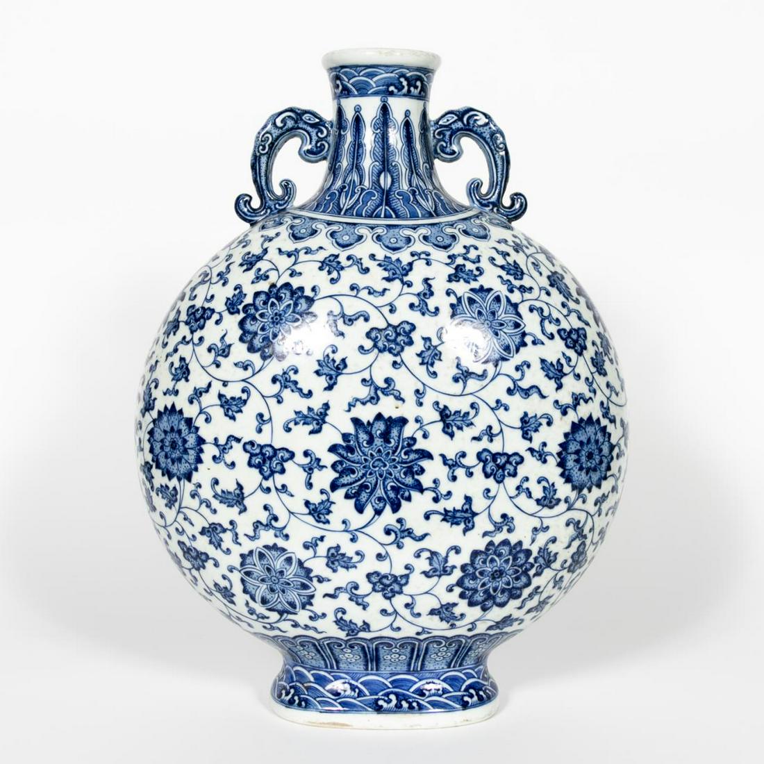 Chinese Blue & White Floral Motif Moon Flask (1 of 7)