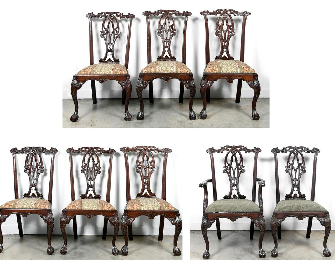 Set of Eight Chippendale Style Dining Chairs (1 of 8)