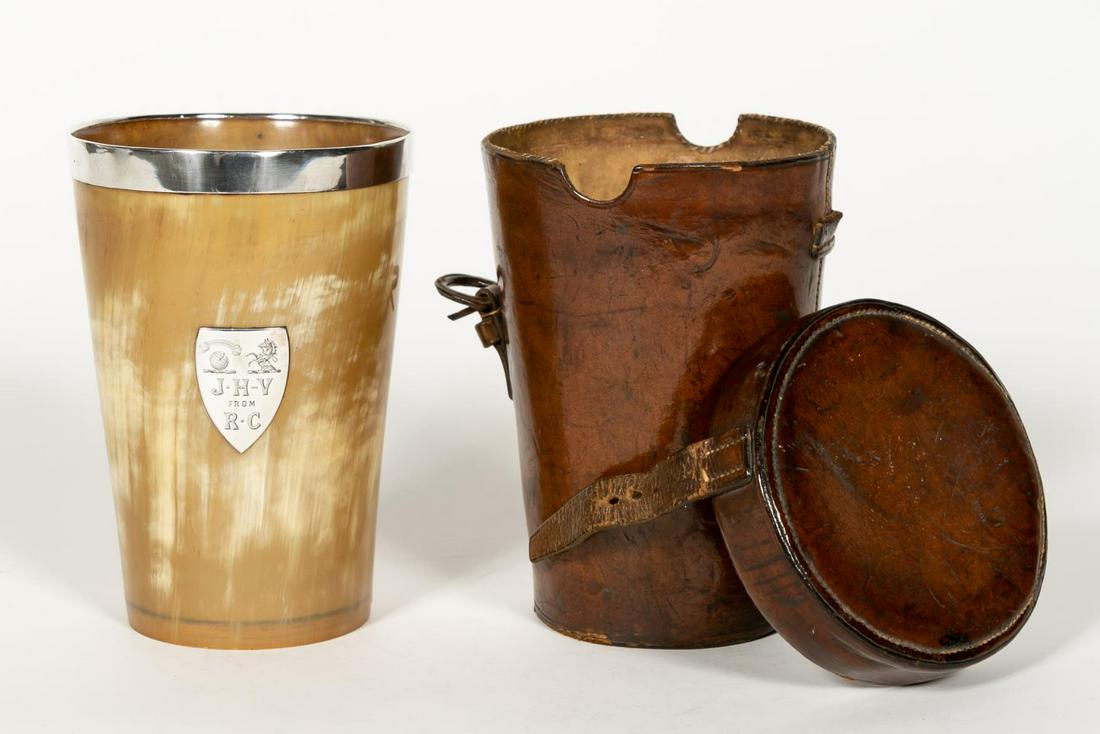 Victorian Silver Mounted Horn Beaker in Case (1 of 6)