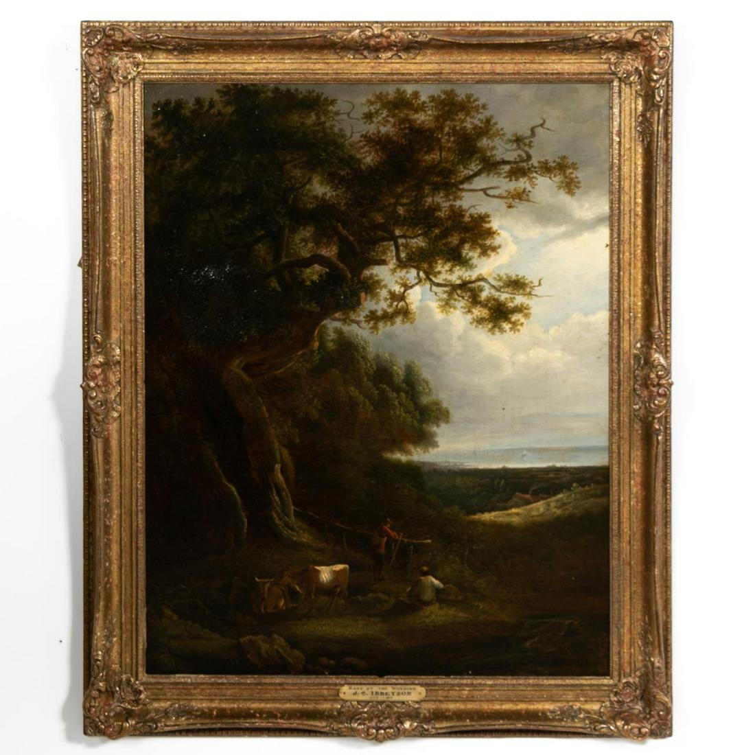 J.C. Ibbetson, 19th C. Oil, "Rest by the Wayside" (1 of 6)