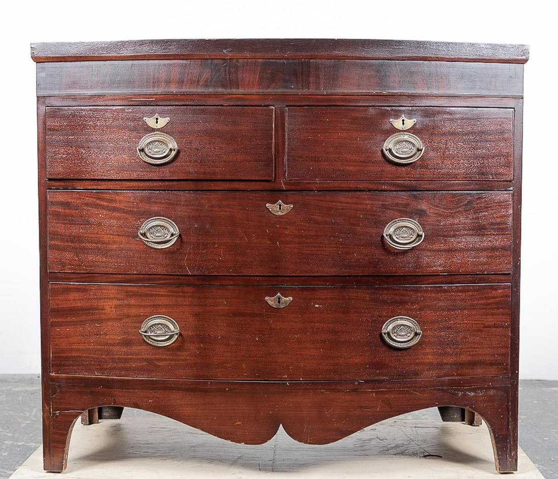 M. 19th C. English Bow Front Four Drawer Chest (1 of 13)