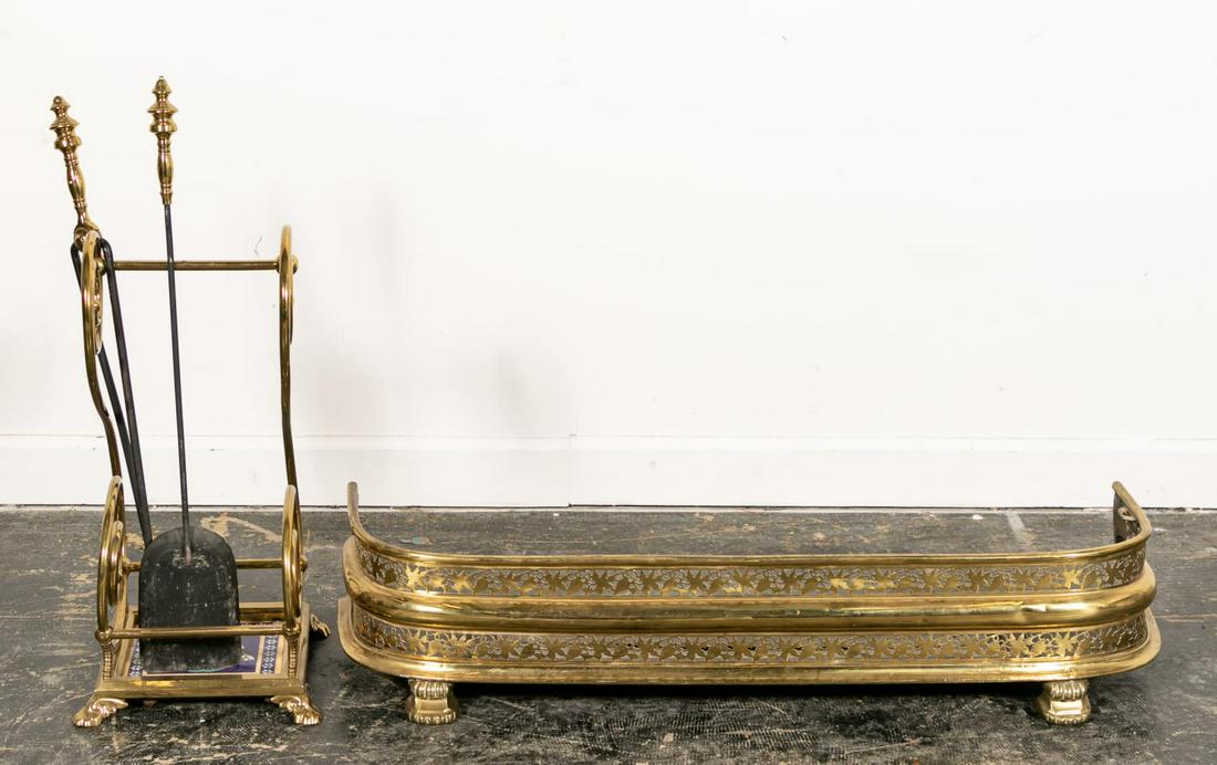 Four Piece English Brass Fireplace Accessory Set Aug 25 2019