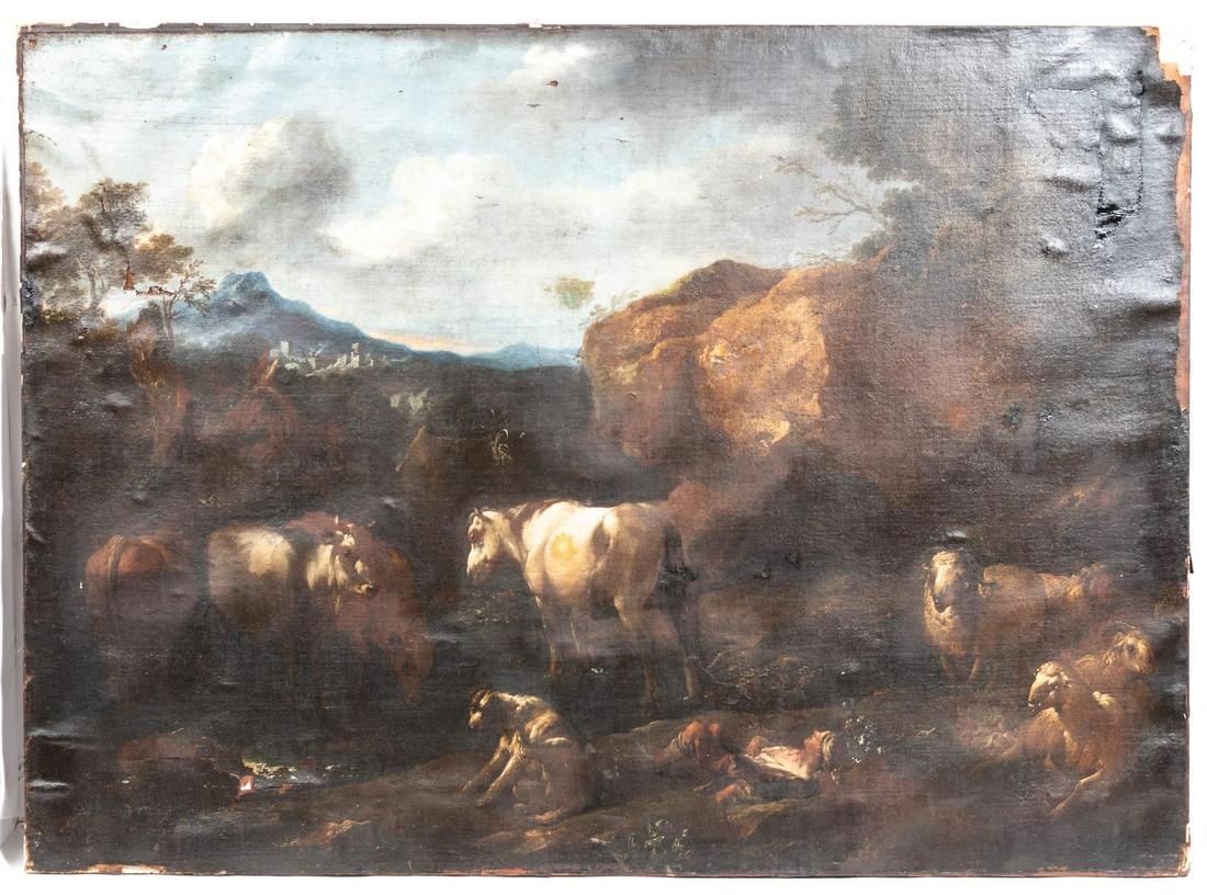 17th C. Continental School Pastoral Oil on Canvas (1 of 4)