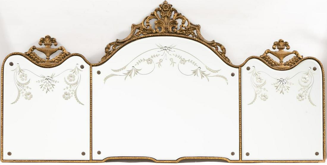 Neoclassical Style Long Gilt Overmantel Mirror (1 of 3)