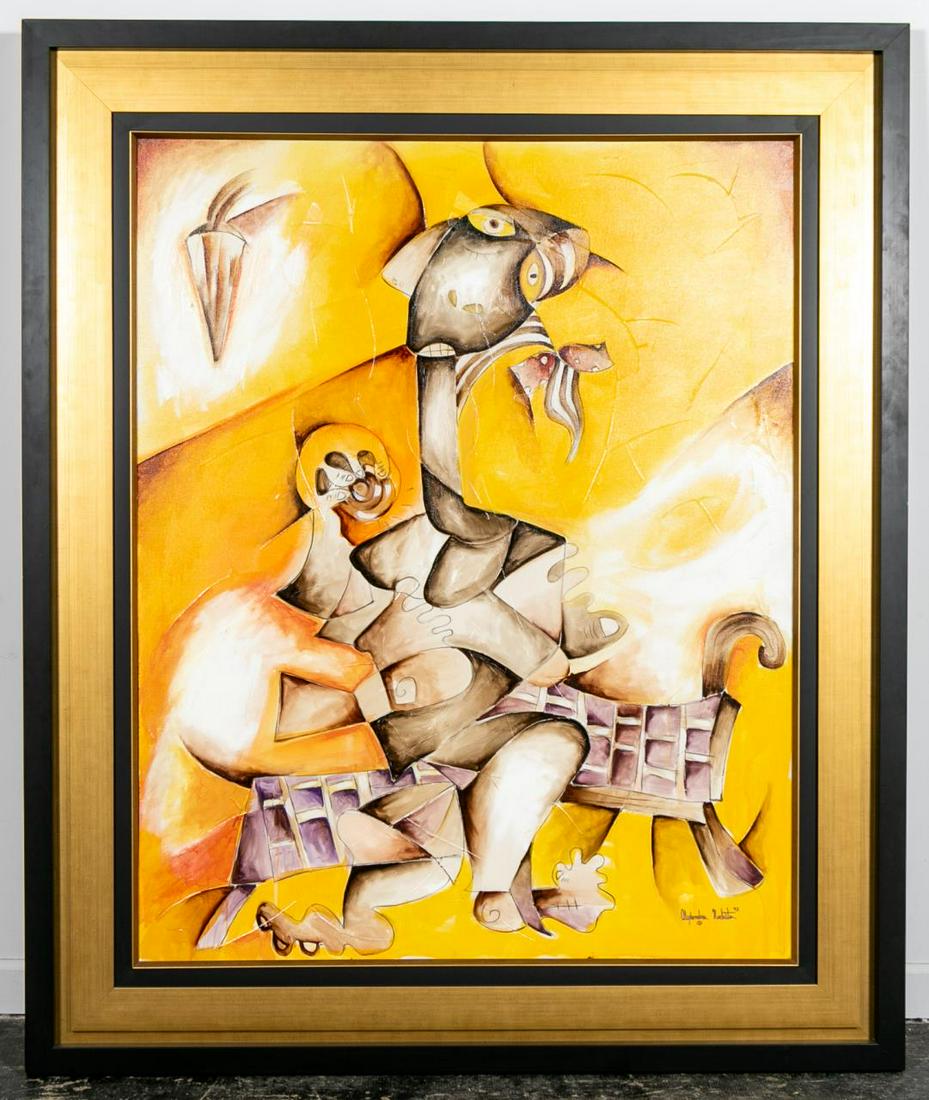 Alexandra Nechita "Checkered Armchair" Oil (1 of 7)