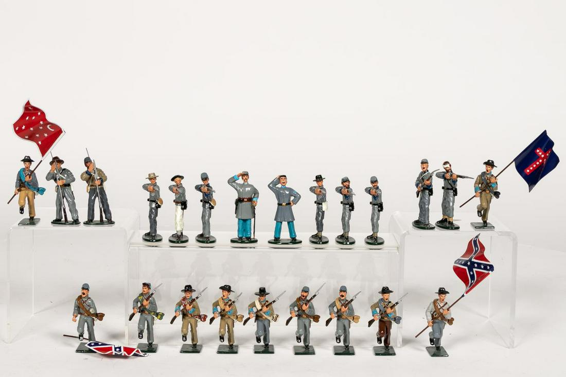 25 Pc, Ted Toy Assorted "Confederate" Toy Soldiers: Ted Toy, 20th century. A twenty five piecegrouping of assorted Civil War Confederate toysoldiers. Marked "Ted Toy, 1995" to underside.Approx: h. 2.5". Provenance: From the Estate of Charles Michael Ca