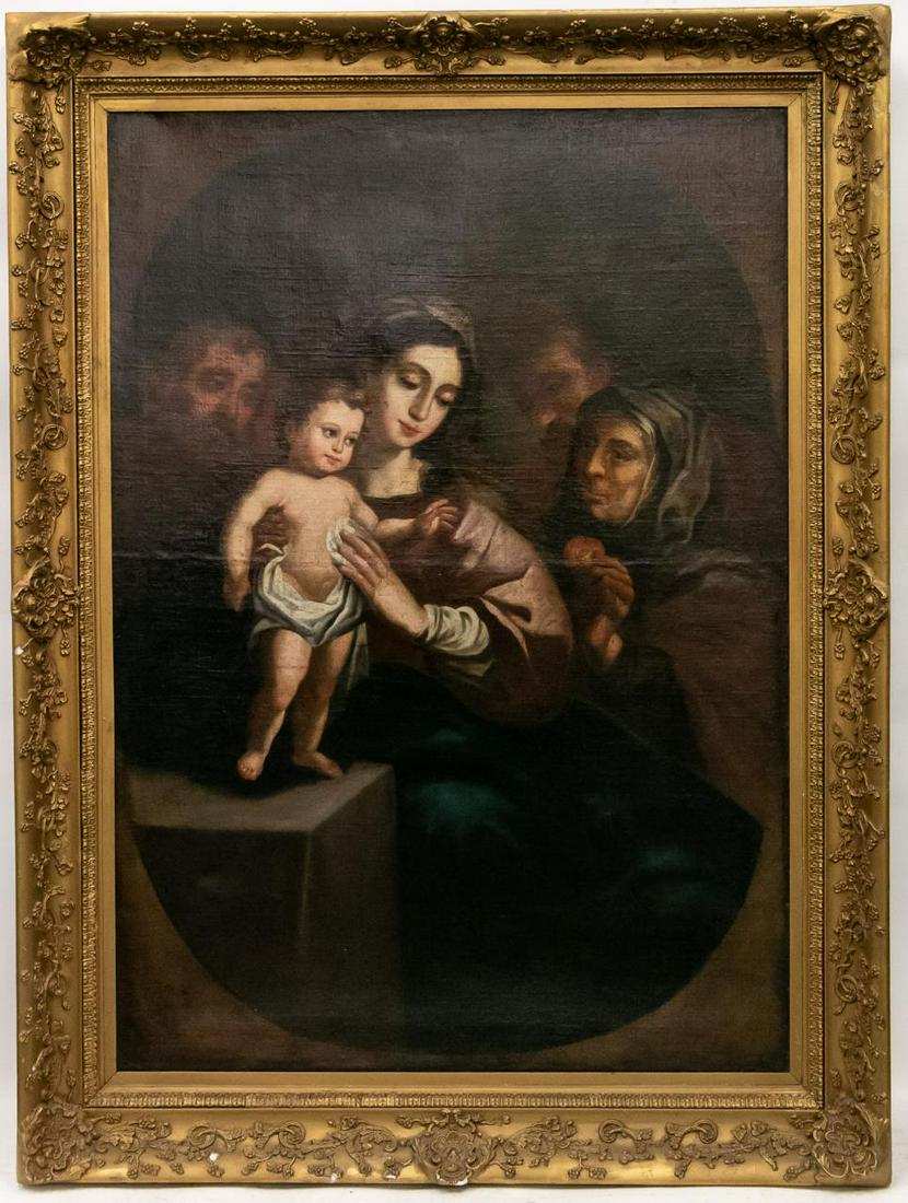 Manner of Reubens Religious Scene, Oil 18/19th C.: Manner of Peter Paul Reubens (1577–1640). "The Apple of Redemption Presented to Mary and the Infant Jesus" - 18th to 19th century, Italian school oil on canvas painting, apparently unsigned. Painted