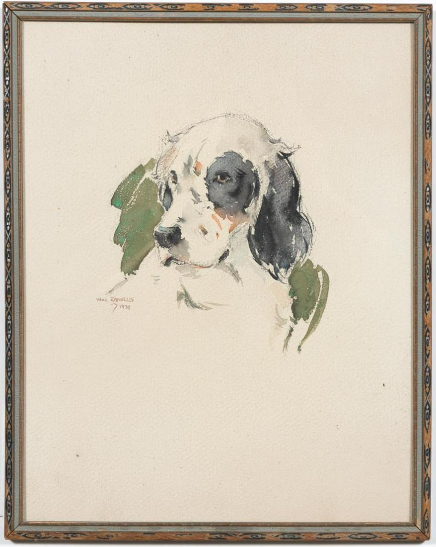 William Rannells "Study of a Spaniel" Watercolor (1 of 4)