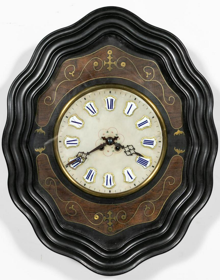 19th Century French Ebonized & Inlaid Wall Clock (1 of 6)