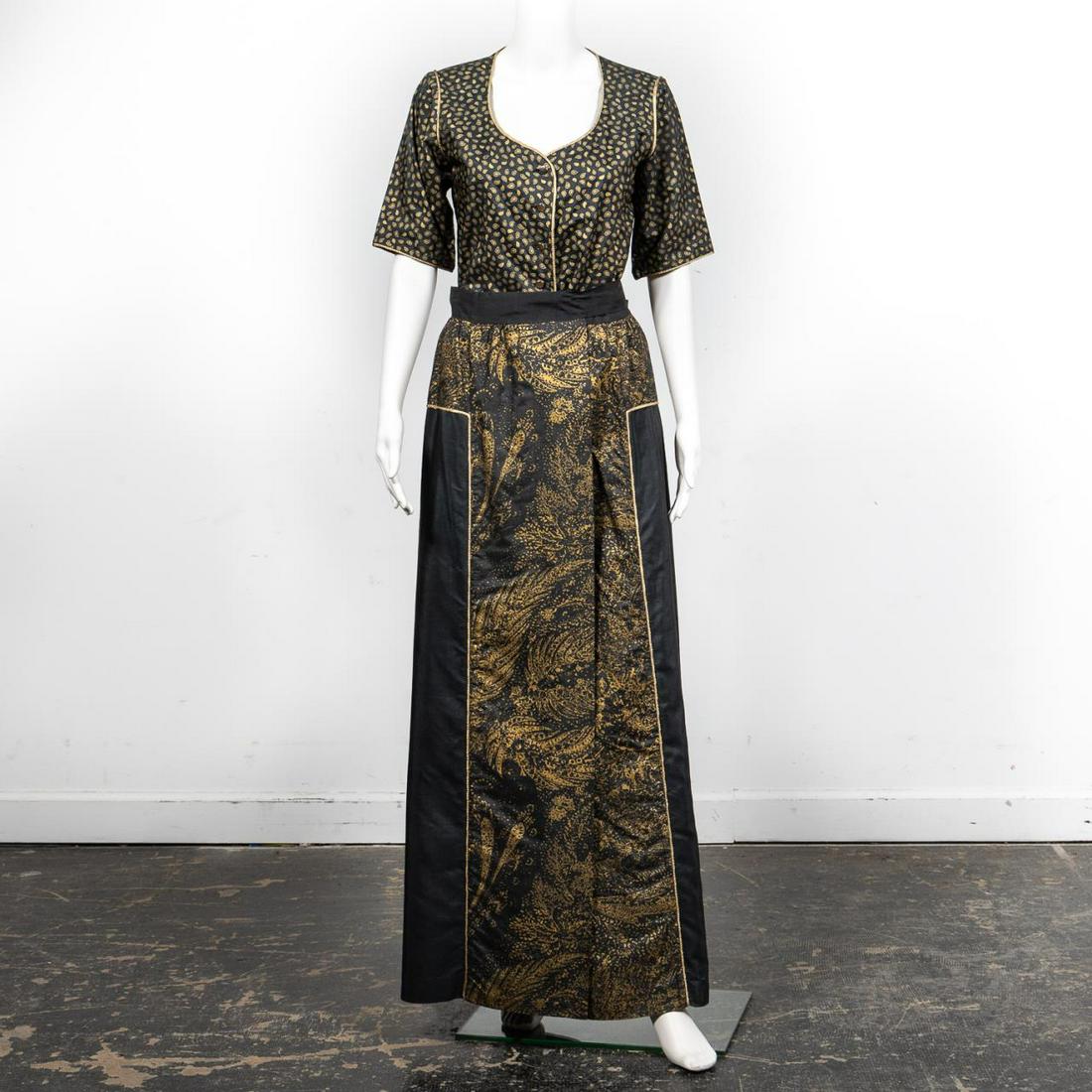 2pc Yves St. Laurent Black & Gold Skirt Ensemble (1 of 6)