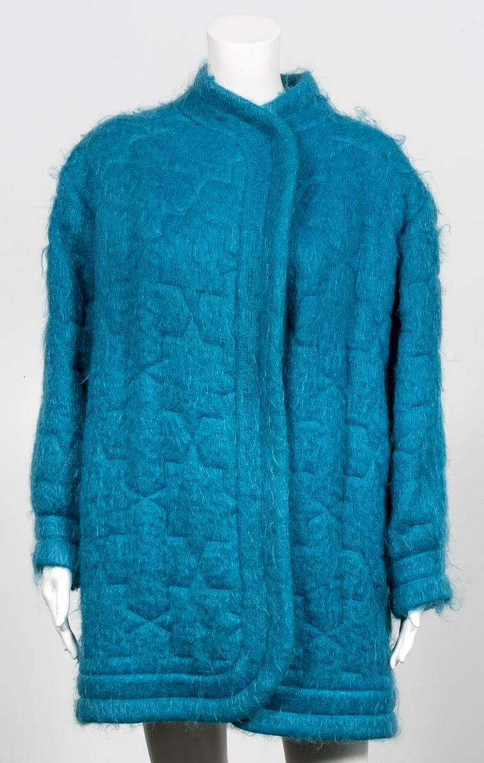 Vintage Yves St. Laurent Blue Wool Fuzzy Jacket (1 of 5)