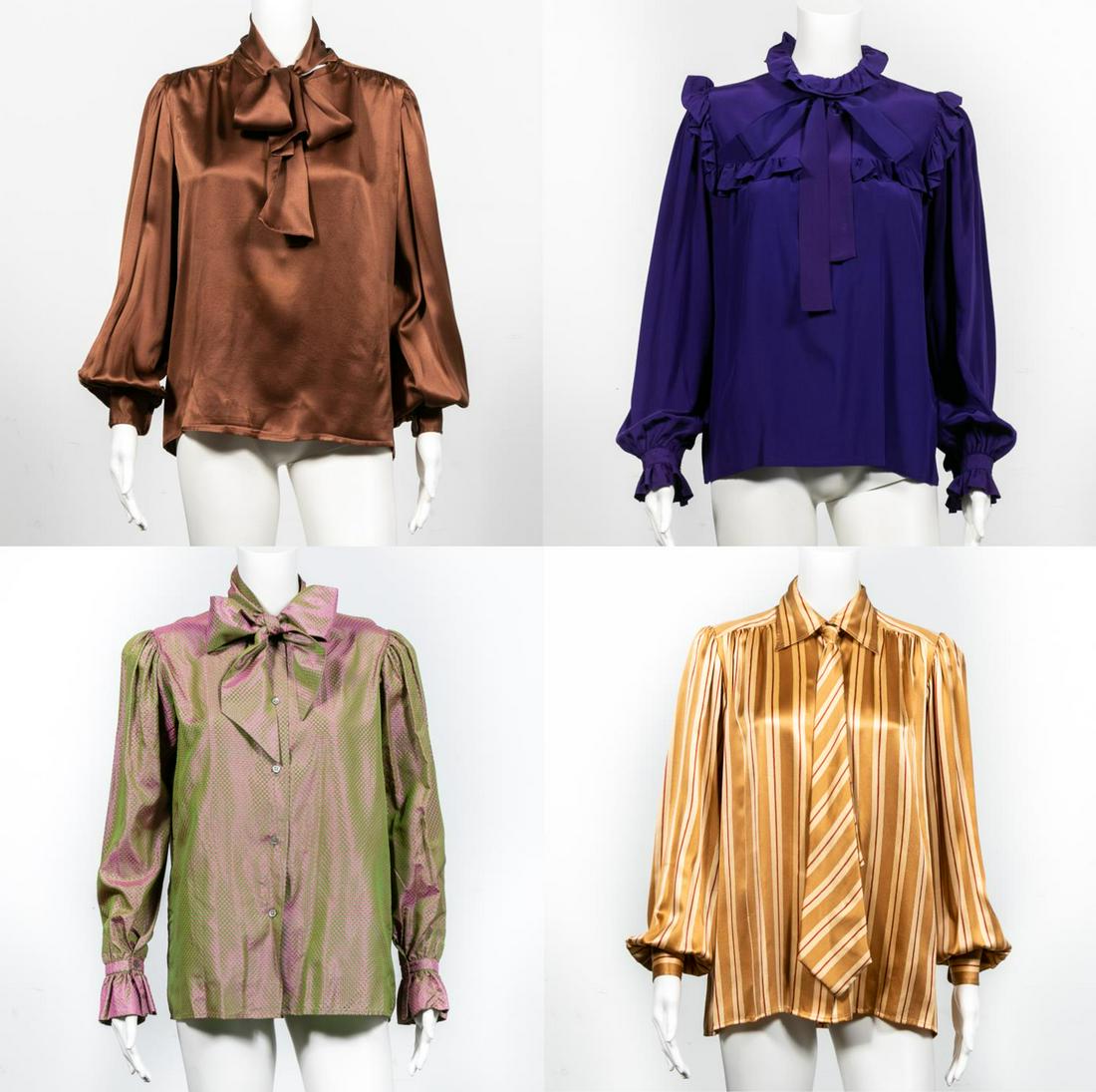 4 Vintage Yves St. Laurent Silk Pussy Bow Blouses (1 of 18)