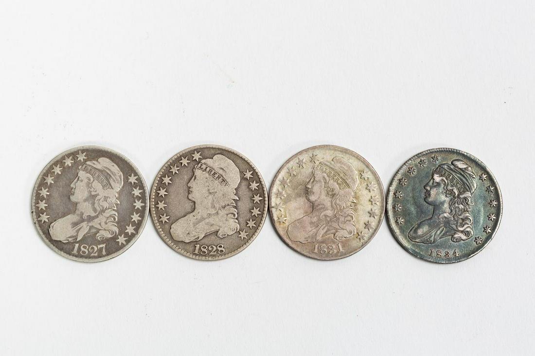 4 Capped Bust 50 Cent Silver Coins,1827 - 1834 (1 of 2)