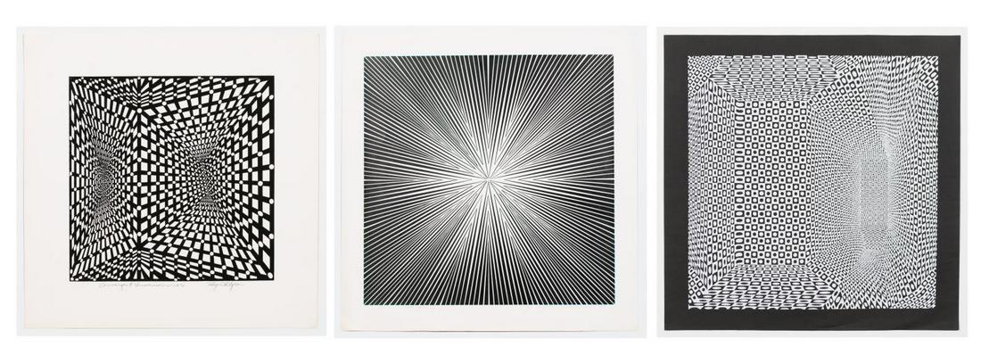 Three Roy Ahlgren Optic Art Black & White Prints (1 of 6)