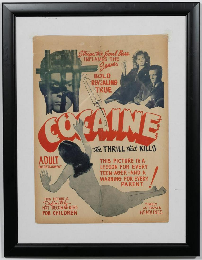 "Cocaine: The Thrill That Kills" 1948 Window Card (1 of 3)