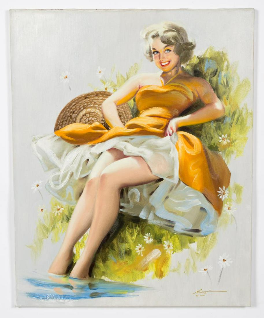 Donald Rusty Rust "Roberta" Pinup Oil Painting (1 of 4)