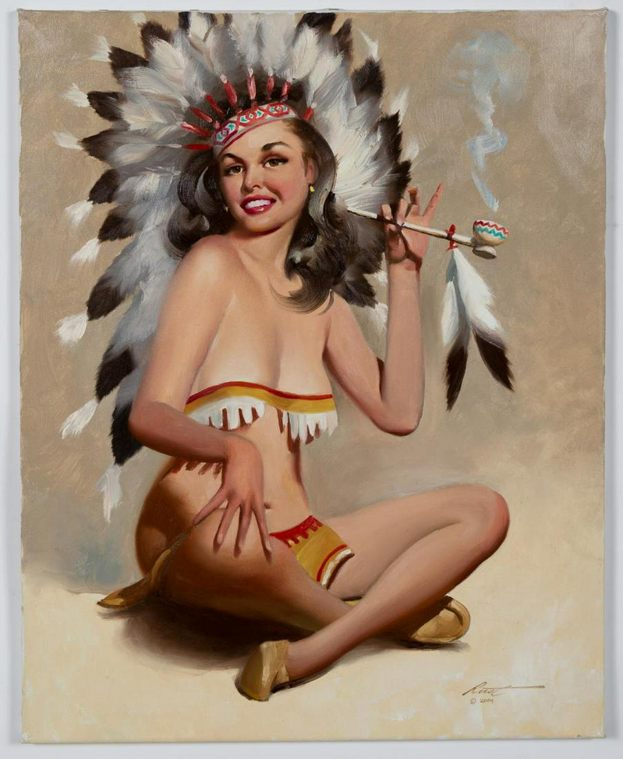 Donald Rusty Rust "Sonsearay" Oil On Canvas Pinup (1 of 4)