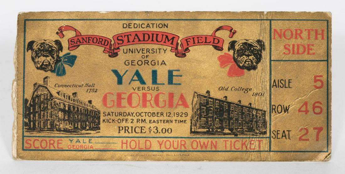 1929 UGA Sanford Opening Game Original Ticket (1 of 5)