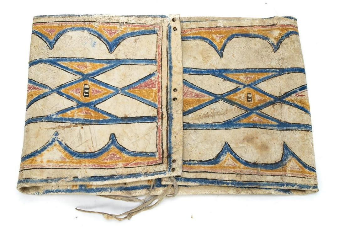 Plains or Plateau Parfleche Rawhide Envelope: American, late 19th / early 20th century. A Plains or Plateau Native American parfleche envelope, made of folded and painted rawhide. Approx. 22.25", w. 14.5". Provenance: From the Estate of Charles A