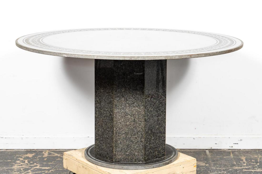 ROUND BLACK GRANITE CENTER TABLE, PEDESTAL BASE Mar 08, 2020 Ahlers