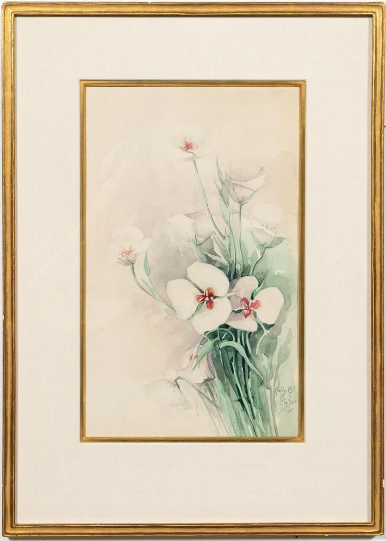 NELL WALKER WARNER, "DAISY" WATERCOLOR PAINTING: Nell Gertrude Walker Warner (American, 1891-1970). "Daisy" - 1915, watercolor on paper painting, signed to lower right "Nell G. Walker, 1915". A watercolor painting of wild daisy flowers. Approx. (Ima