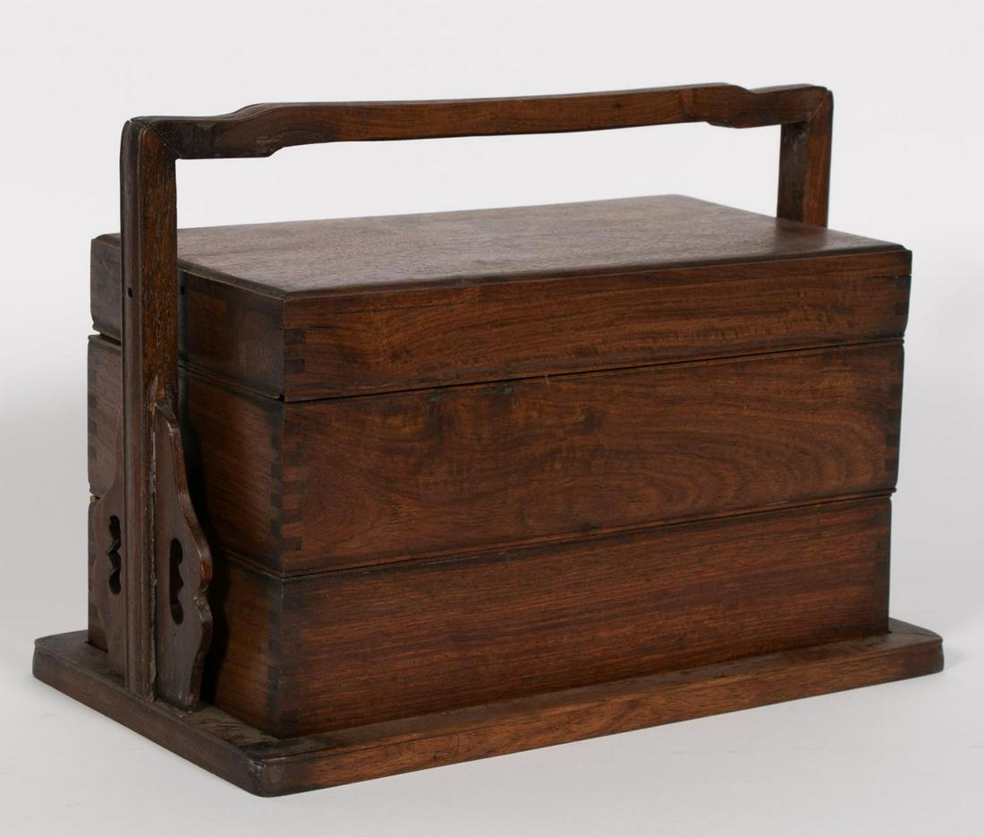 CHINESE HARDWOOD TWO-TIERED LUNCH BOX (1 of 6)