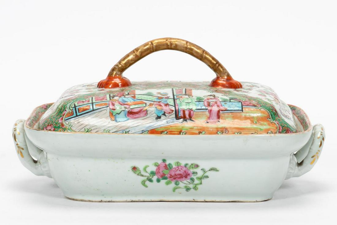 19TH C. CHINESE ROSE MEDALLION COVERED VEGETABLE (1 of 7)