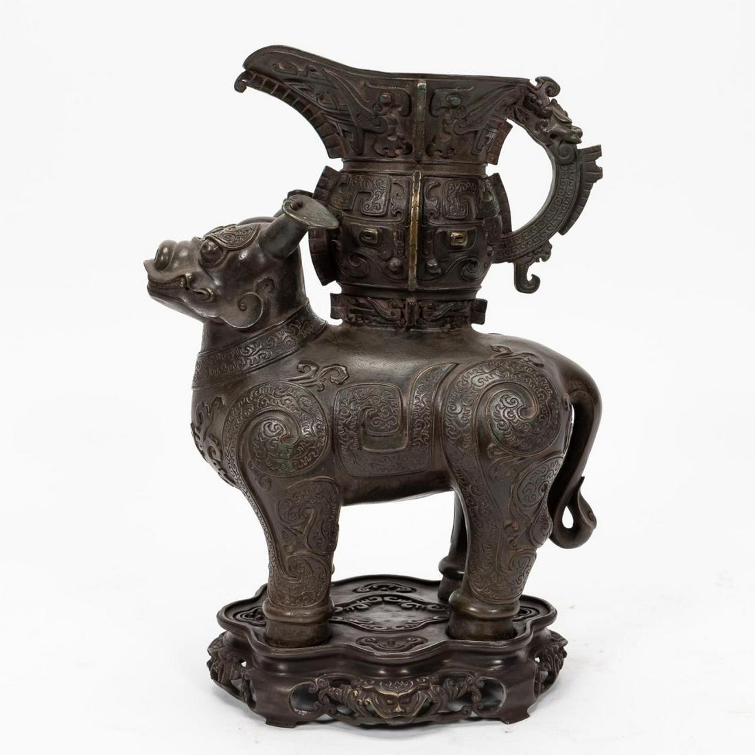 CHINESE ZHOU STYLE BRONZE ZOOMORPHIC FIGURE (1 of 6)
