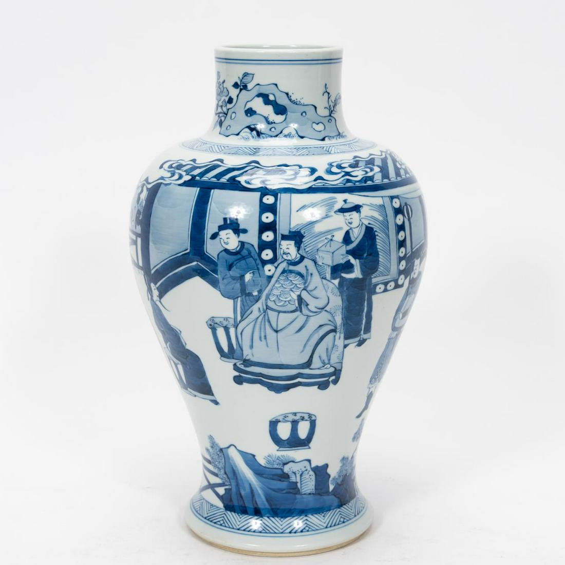 CHINESE BLUE AND WHITE KANGXI STYLE PORCELAIN VASE (1 of 8)