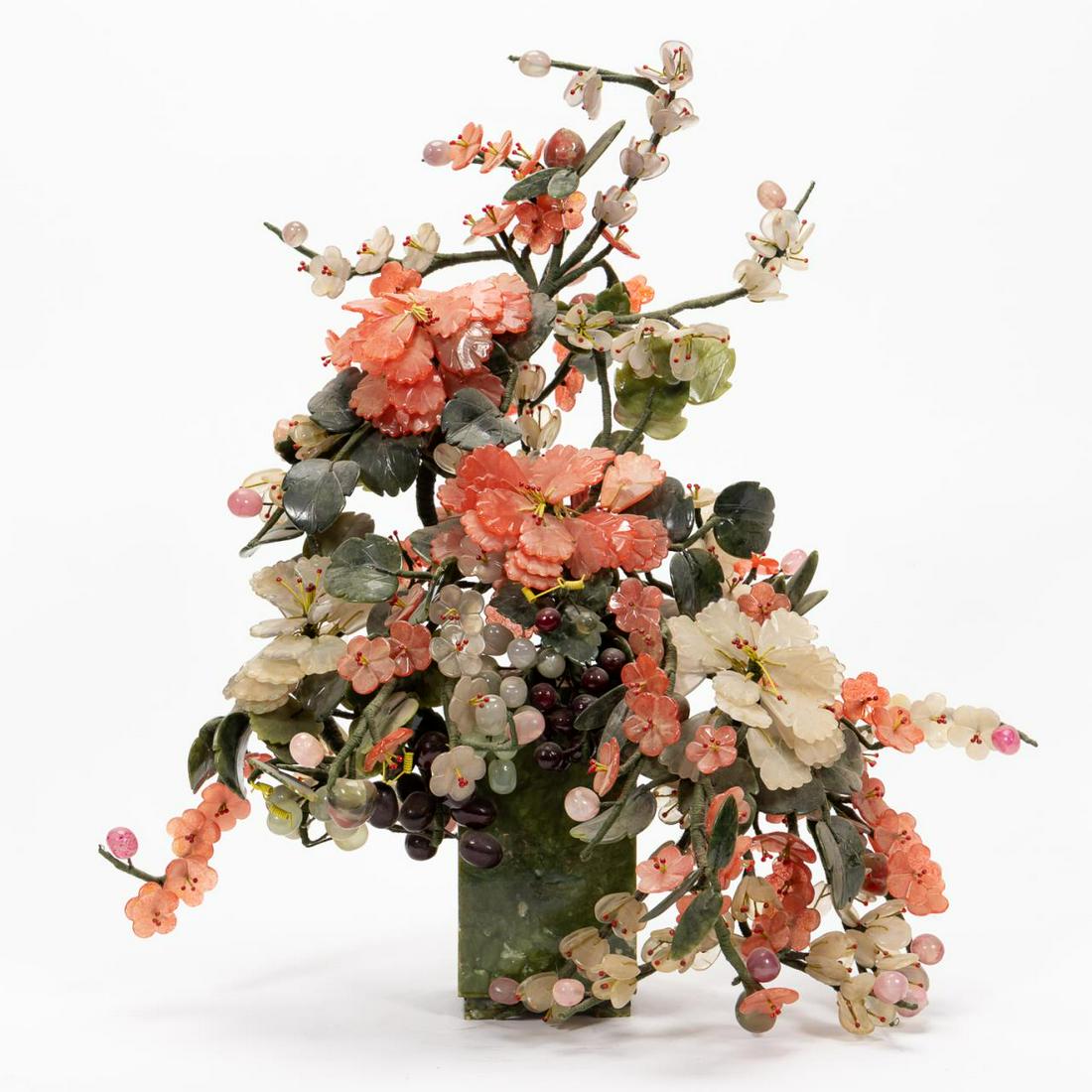 CHINESE, JADE & HARDSTONE CHERRY BLOSSOM TREE (1 of 4)