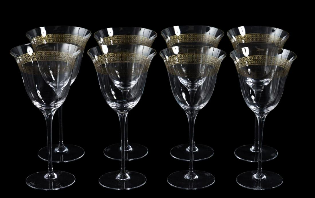 SET, 8 VERSACE "MARCO POLO" RED WINE GLASSES: Versace (Italian, founded 1978), Rosenthal (German, founded 1879), contemporary. Set of eight Versace Meets Rosenthal "Marco Polo" (introduced 2009, inactive) colorless leaded crystal red wine glasses