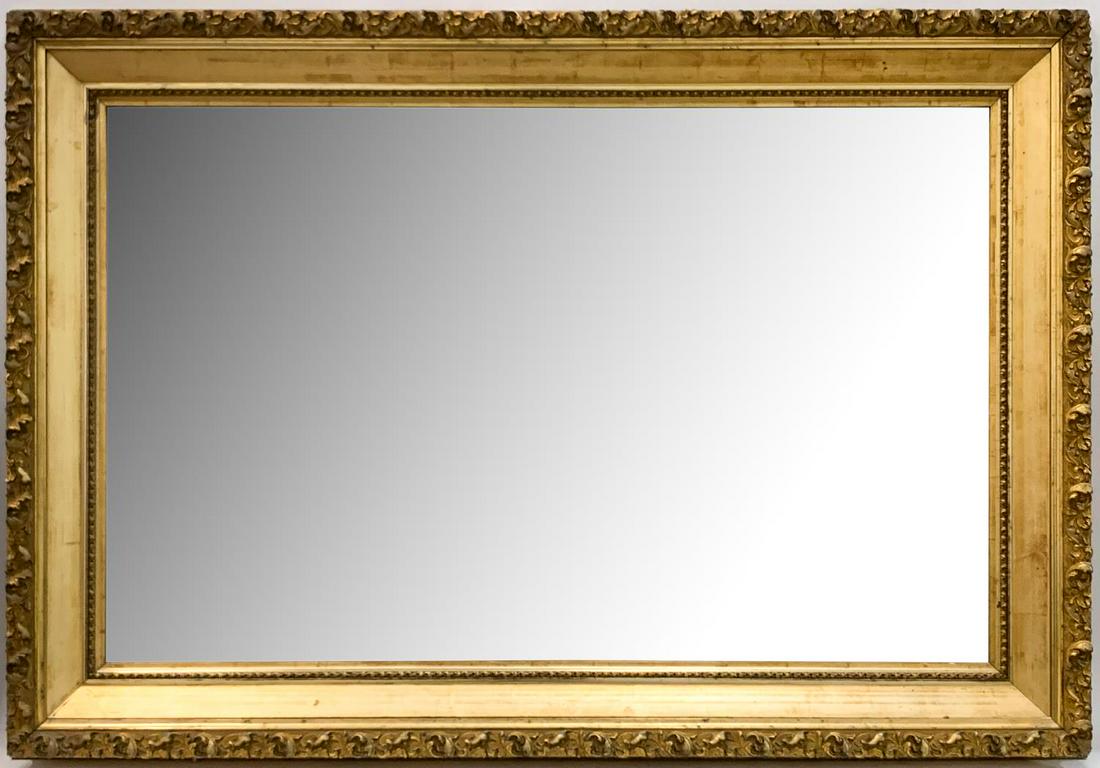 LARGE 19TH C. GILT WOOD & GESSO MIRROR, 63"x44" (1 of 4)