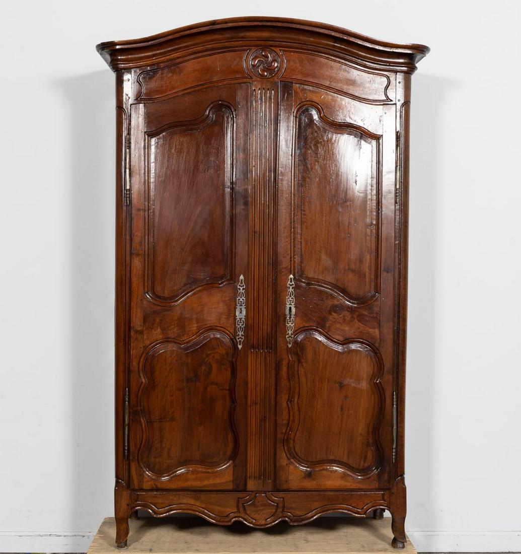 19TH CENTURY, LARGE FRENCH WALNUT TWO DOOR ARMOIRE (1 of 8)