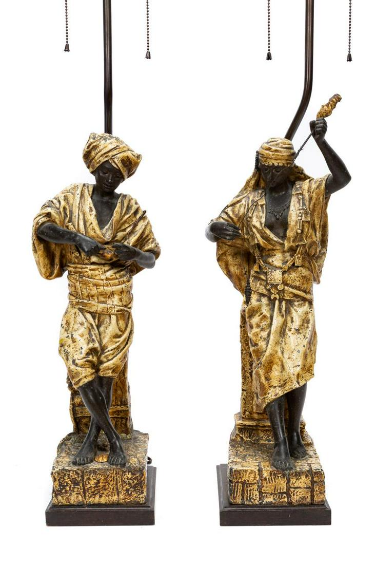 PR., L. 19TH C. ORIENTALIST FIGURAL LAMPS, HOTTOT (1 of 10)