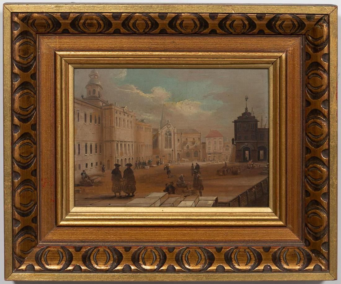19TH C., ITALIAN PIAZZA SCENE, OIL ON BOARD (1 of 5)