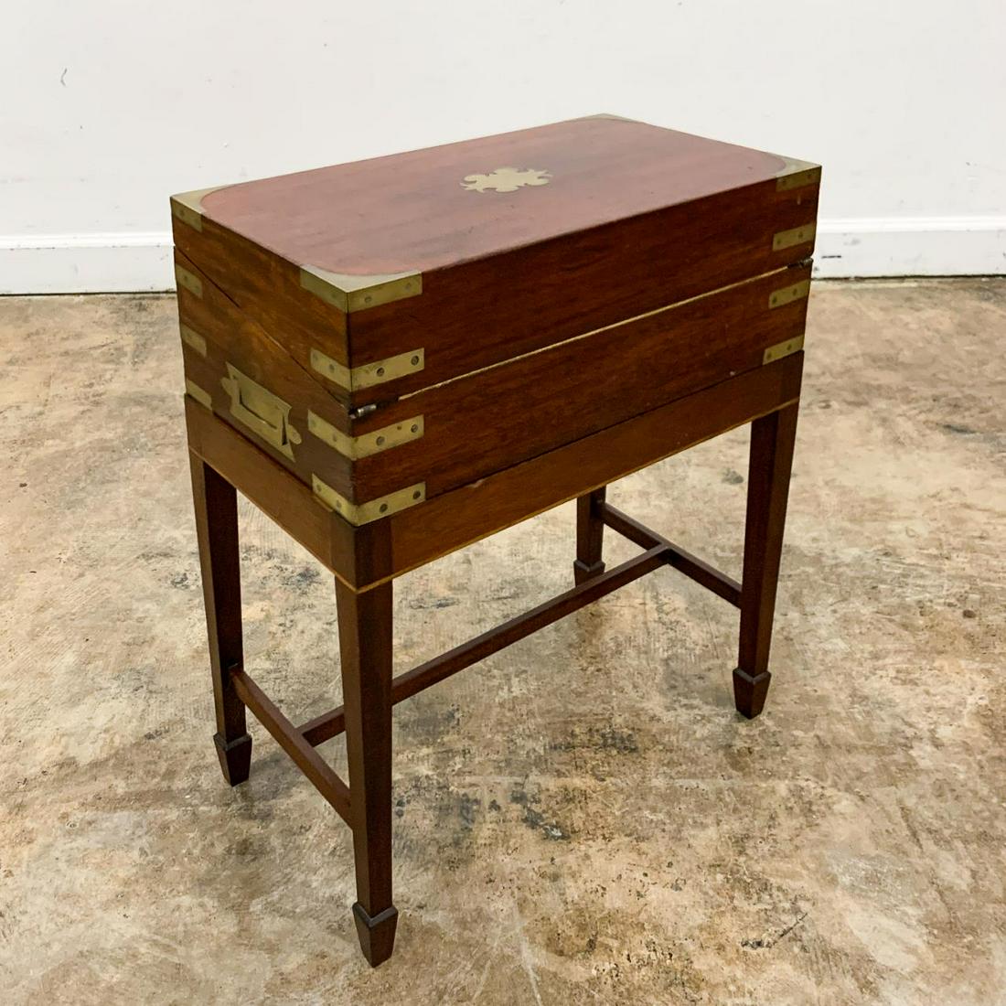 19TH C., ENGLISH MAHOGANY CAMPAIGN DESK ON STAND (1 of 8)