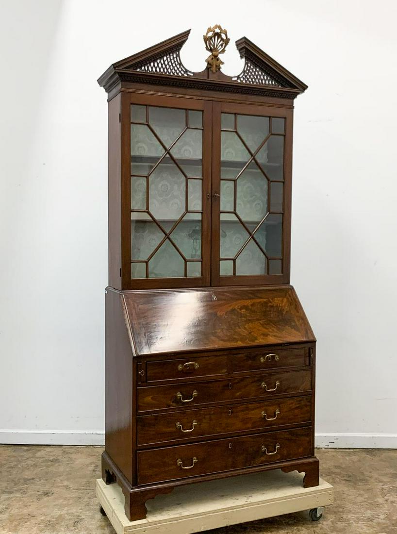 GEORGE III STYLE MAHOGANY DROP FRONT SECRETARY (1 of 9)