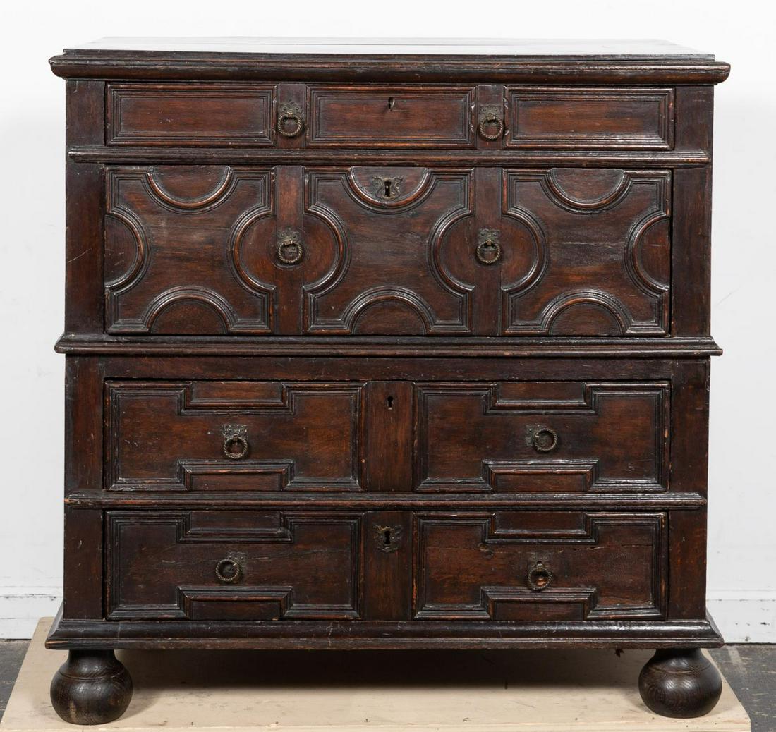 18TH C. WILLIAM AND MARY OAK CHEST OF DRAWERS (1 of 7)