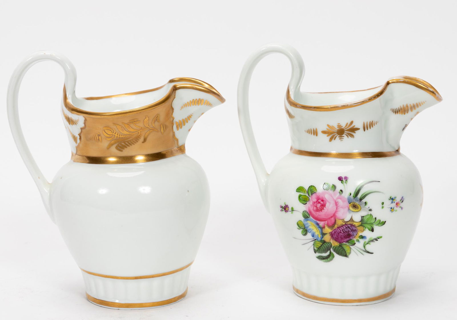 TWO, 19TH C. TUCKER FACTORY PORCELAIN PITCHERS (1 of 8)